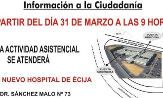 NOTA IMPORTANTE sobre la apertura del Nuevo Hospital de Écija