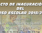 Conferencia “La Educación en Roma, la Educación en Astigi” por Sergio García-Dils en la inauguración del Curso Escolar SAFA-Écija 2018/2019